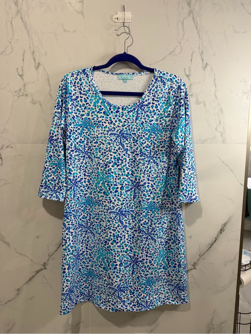 Blue & Teal Printed Swim Cover-Up Tunic